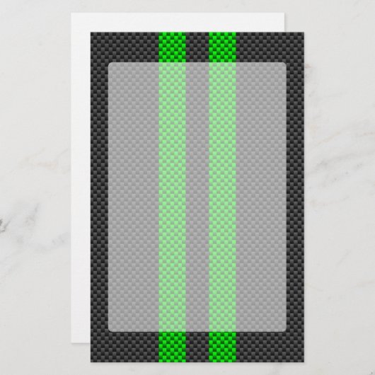 Accessoire groene koolstofvezelstijl racestrips briefpapier (Voorkant / Achterkant)