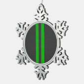 Accessoire groene koolstofvezelstijl racestrips tin sneeuwvlok ornament (Rechts)