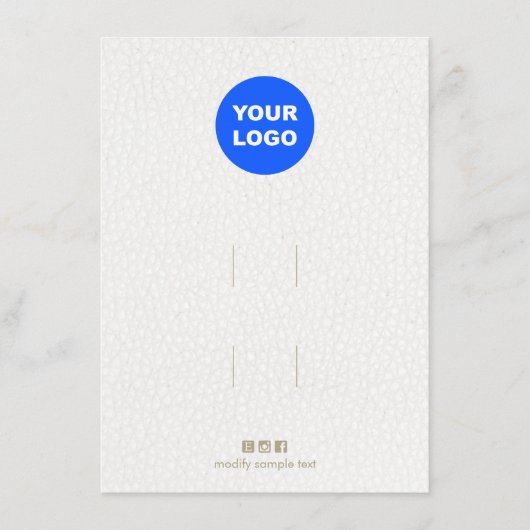 Accessoire witte lederen beeldscherm met logo haar informatiekaartje (Voorkant)