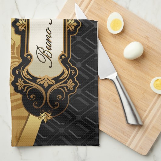 Accessoires met zwarte en goudBunco Theedoek (Quarter Fold)