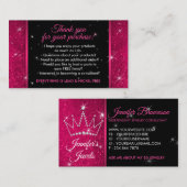 Accessoires van de roze kroonjuwelen visitekaartje (Voorkant / Achterkant)