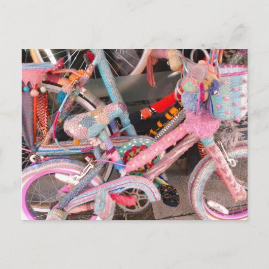 Accessoires van rond gebreide fiets briefkaart (Voorkant)