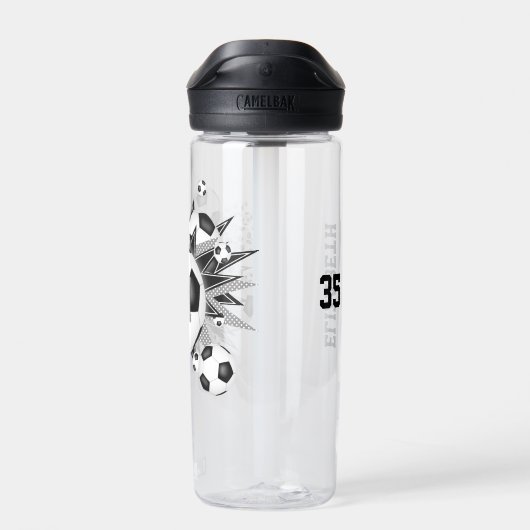 accessoires voetballen en sterren voor meisjes waterfles (Achterkant)