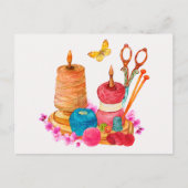 Accessoires voor het naaien en het breien van wate briefkaart (Voorkant)