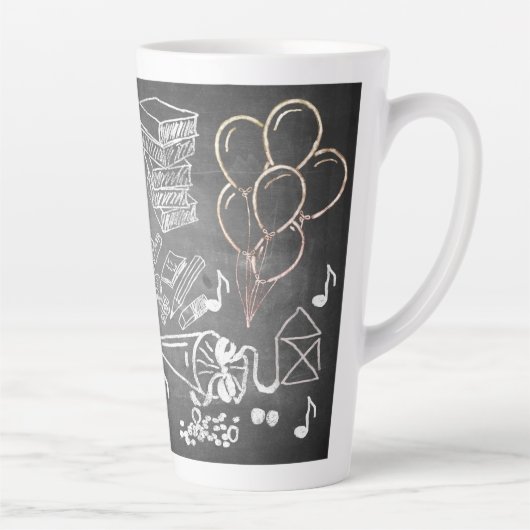 Accessoires voor inschrijving in chalkboardstijl latte mok (Rechts)