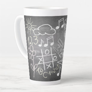 Accessoires voor inschrijving in schoolbord stijl latte mok