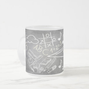 Accessoires voor inschrijving in schoolbord stijl matglas koffiemok