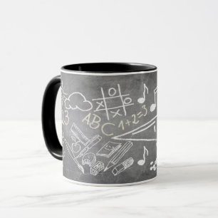 Accessoires voor inschrijving in schoolbord stijl mok