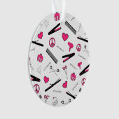 Accessoires voor vrede, liefde en haar (roze) ornament (voorkant)