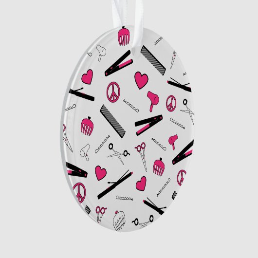 Accessoires voor vrede, liefde en haar (roze) ornament (voorkant)