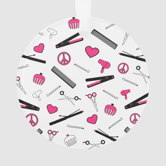 Accessoires voor vrede, liefde en haar (roze) ornament (achterkant)