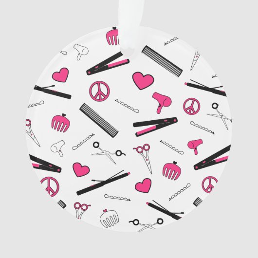 Accessoires voor vrede, liefde en haar (roze) ornament (voorkant)