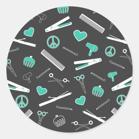 Accessoires voor vrede, liefde en haar (Turquoise  Ronde Sticker (Voorkant)