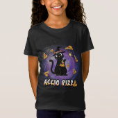 Accio Pizza Funny Black Cat Magic Wizard T-shirt (Voorkant)