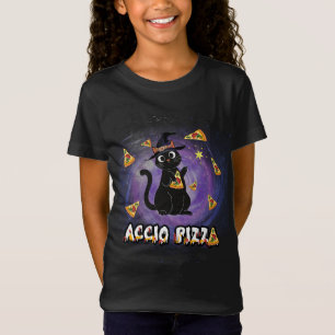 Accio Pizza Funny Black Cat Magic Wizard T-shirt