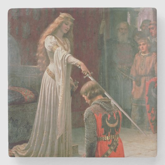 Accolade (door Edmond Blair Leighton) Stenen Onderzetter (Voorkant)