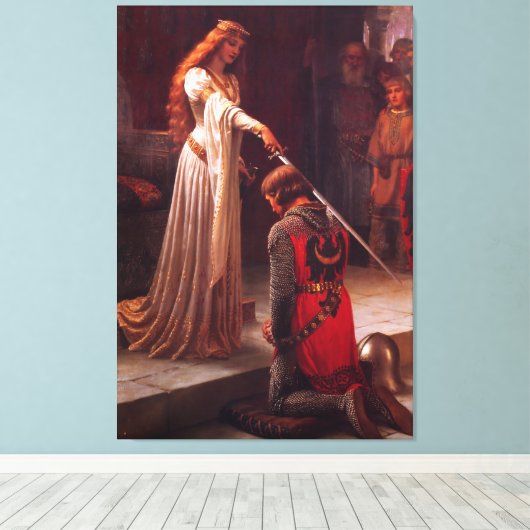 Accolade van Edmund Blair Leighton Canvas Afdruk (Insitu (Houten vloer))