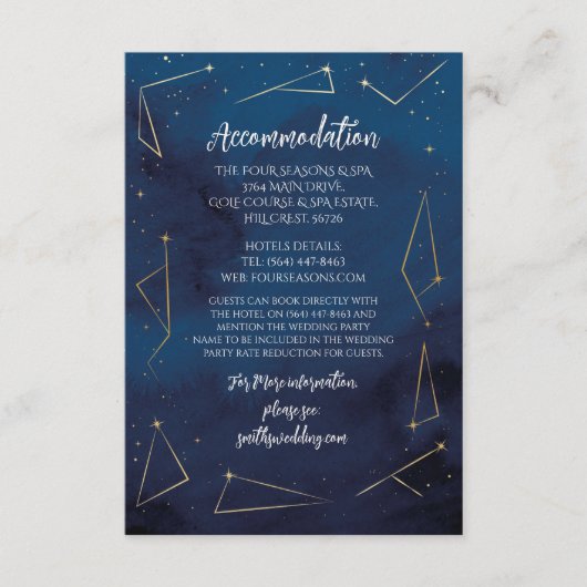 Accommodatie Bruiloft Star Signs Navy Kaarten (Voorkant)
