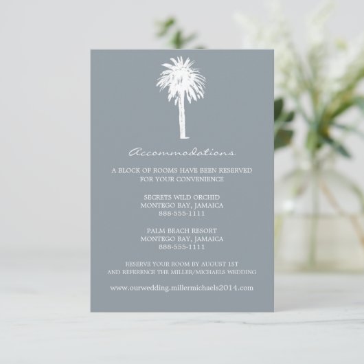 Accommodatie Classy Gray Palm Tree Informatiekaartje (Staand voorkant)
