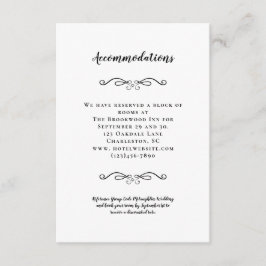 Accommodatie Elegant Black White Wedding Details Informatiekaartje
