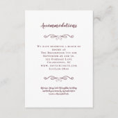 Accommodatie Elegant Burgundy Wedding Details Informatiekaartje (Voorkant)