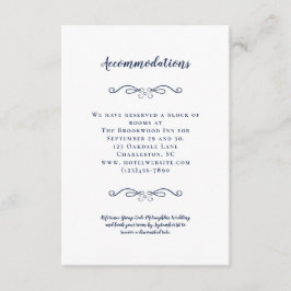 Accommodatie Elegant Chic Blauwe Trouwdetails Informatiekaartje