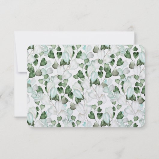 Accommodatie Elegant wit hart gebladerte bruiloft Kaart (Achterkant)