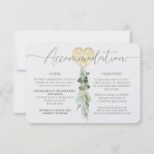 Accommodatie Elegant wit hart gebladerte bruiloft Kaart (Voorkant)