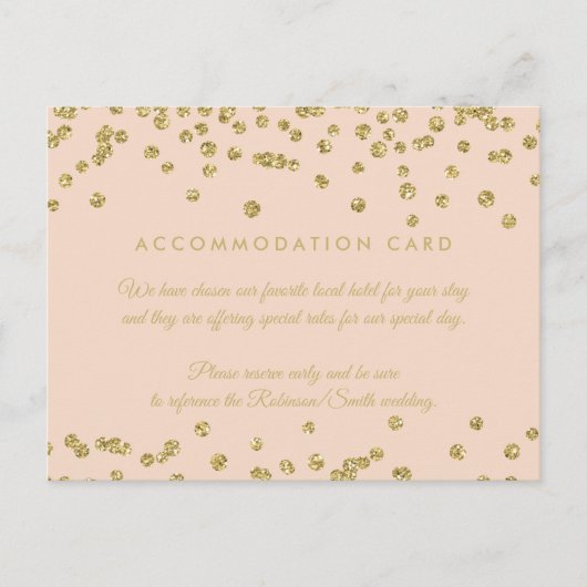 Accommodatie Gold Faux Glitter Confetti Blush Briefkaart (Voorkant)