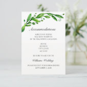 Accommodatie kaart. Groene bruiloft details. Info Informatiekaartje (Staand voorkant)