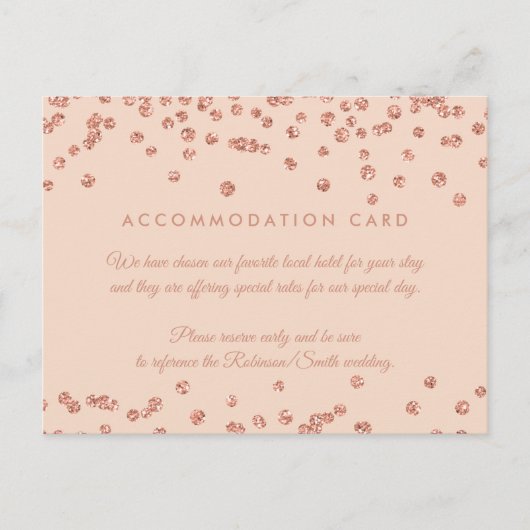 Accommodatie Roos Gold Glitter Confetti Blush Briefkaart (Voorkant)
