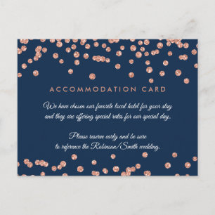 Accommodatie Roos Gold Glitter Confetti Navy Blue Briefkaart