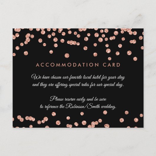 Accommodatie Roos Goud Glitter Confetti Zwart Briefkaart (Voorkant)