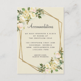 Accommodatie Rose Floral Gold Huwelijksdetail Informatiekaartje