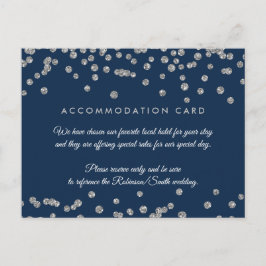 Accommodatie Silver Faux Glitter Confetti Navy Briefkaart