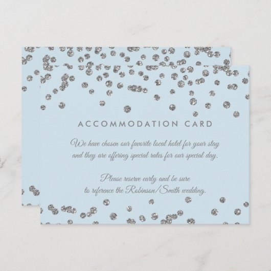 Accommodatie Silver Glitter Confetti Ice Blue Briefkaart (Voorkant / Achterkant)