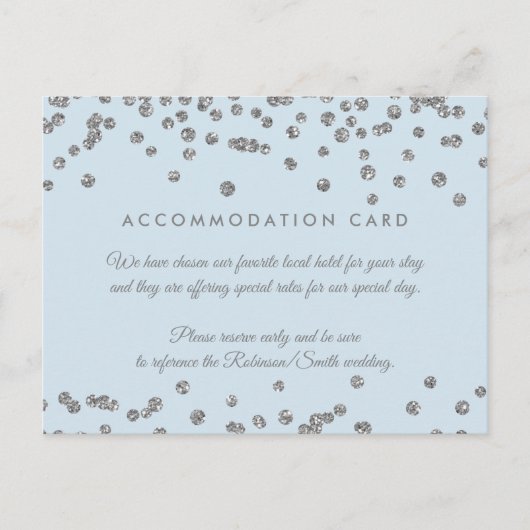 Accommodatie Silver Glitter Confetti Ice Blue Briefkaart (Voorkant)