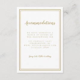 Accommodatie Simple Chic Gouden Detail Bruiloft Informatiekaartje
