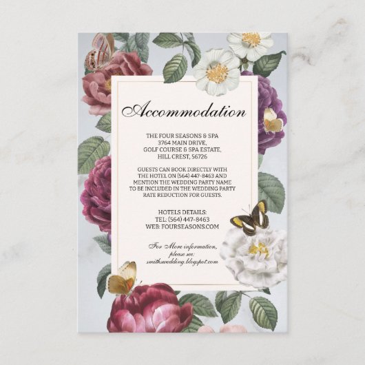Accommodatie Trouwen RSVP Bloemen Vlinderbloei Informatiekaartje (Voorkant)