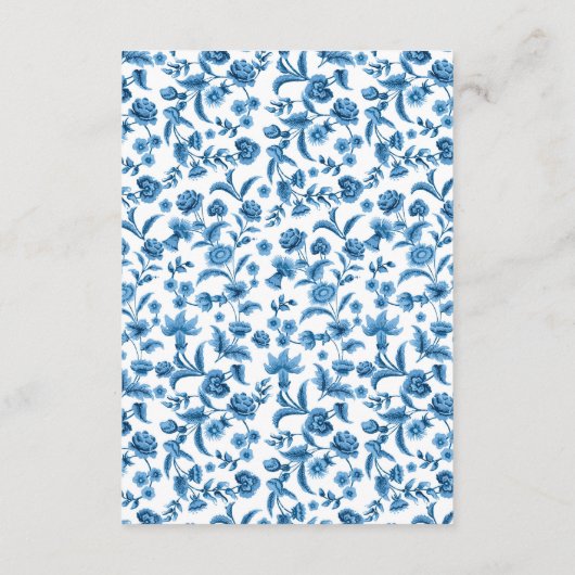 Accommodatie Trouwen RSVP Chintz Blauw Wit Informatiekaartje (Achterkant)