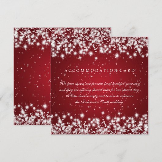 Accommodatiekaart Trouwfeest Winterglans Rood Kaart (Voorkant / Achterkant)