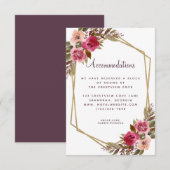 Accommodaties Floral Gold Trouwdetail Paarse Informatiekaartje (Voorkant / Achterkant)