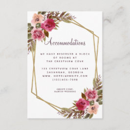 Accommodaties Floral Gold Trouwdetail Paarse Informatiekaartje
