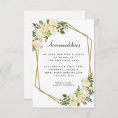 Accommodaties Huwelijksdetails Bloemen Goud Wit Informatiekaartje (Voorkant / Achterkant)