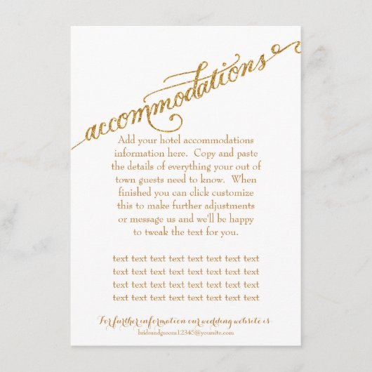Accommodatiescript voor altijd in Love Gold Glitte Informatiekaartje (Voorkant)