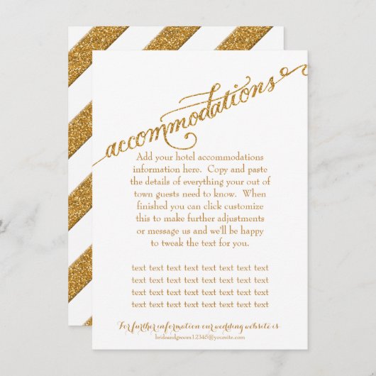 Accommodatiescript voor altijd in Love Gold Glitte Informatiekaartje (Voorkant / Achterkant)