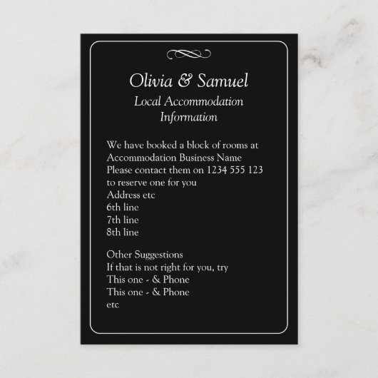 Accommodation Info - Black White Infinity Scroll, Informatiekaartje (Voorkant)