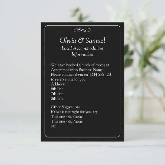 Accommodation Info - Black White Infinity Scroll, Informatiekaartje (Staand voorkant)