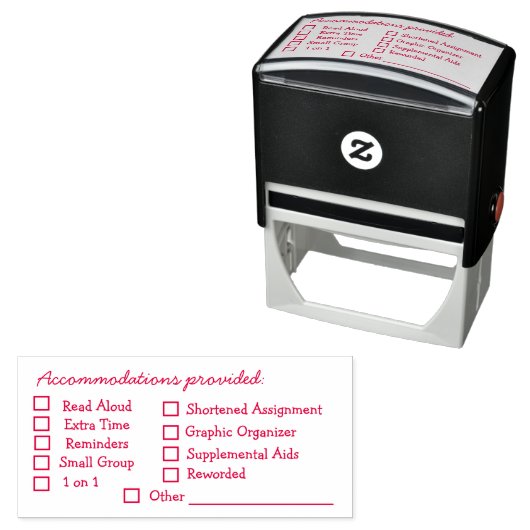 Accommodations Provided Checklist Stamp Teacher Zelfinktende Stempel (In situ)