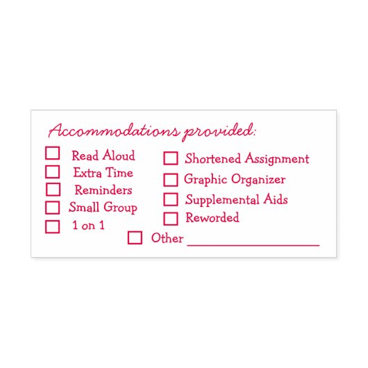 Accommodations Provided Checklist Stamp Teacher  Zelfinktende Stempel (Design)